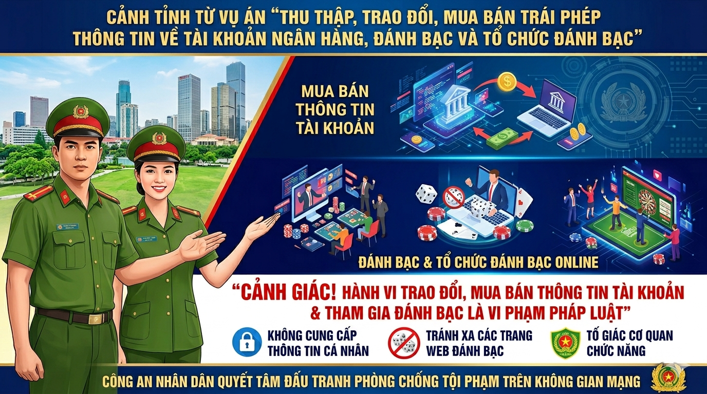 Cảnh tỉnh từ vụ án “Thu thập, trao đổi, mua bán trái phép thông tin về tài khoản ngân hàng, đánh bạc và tổ chức đánh bạc”